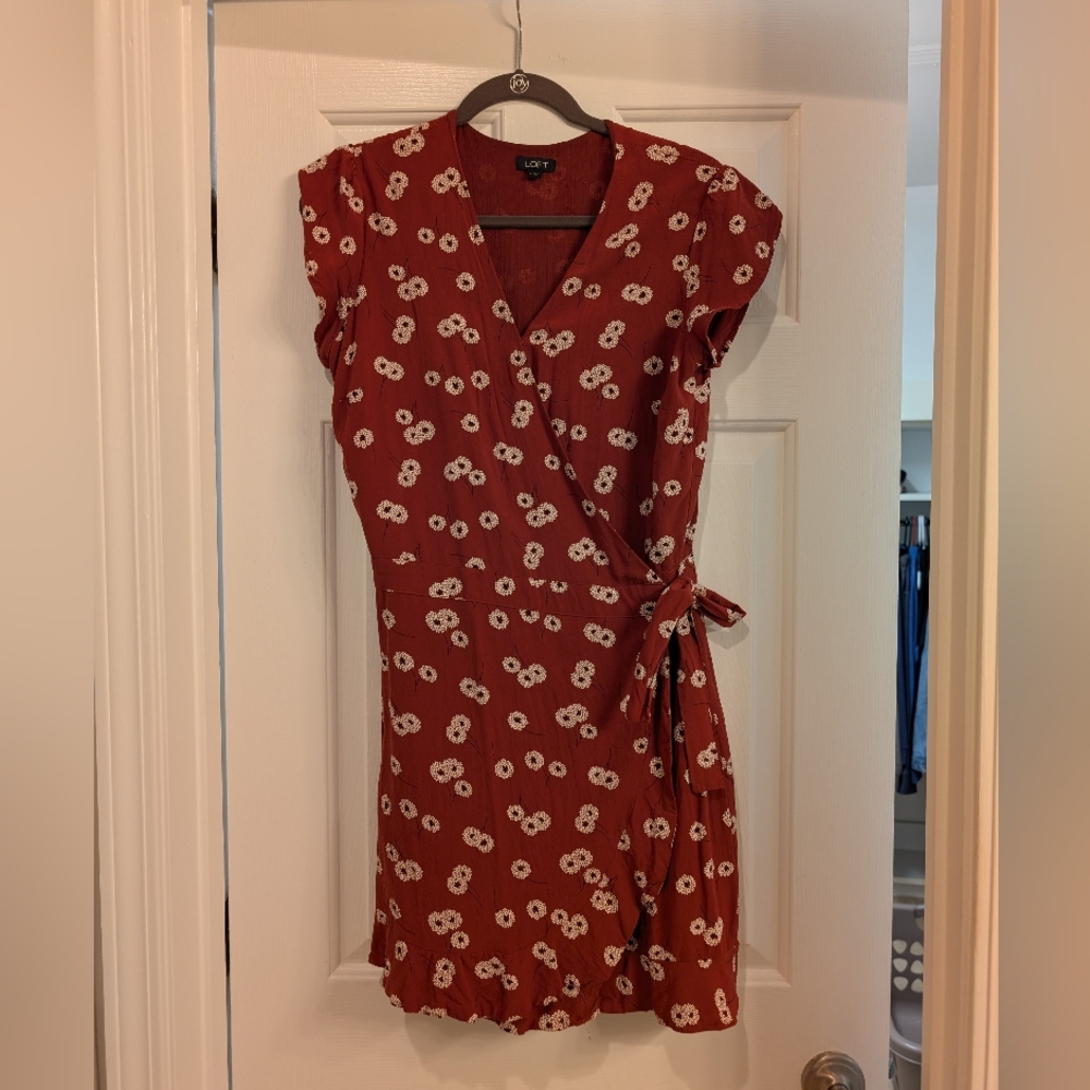 Loft Romper Rust Orange Floral Size 4 Women's